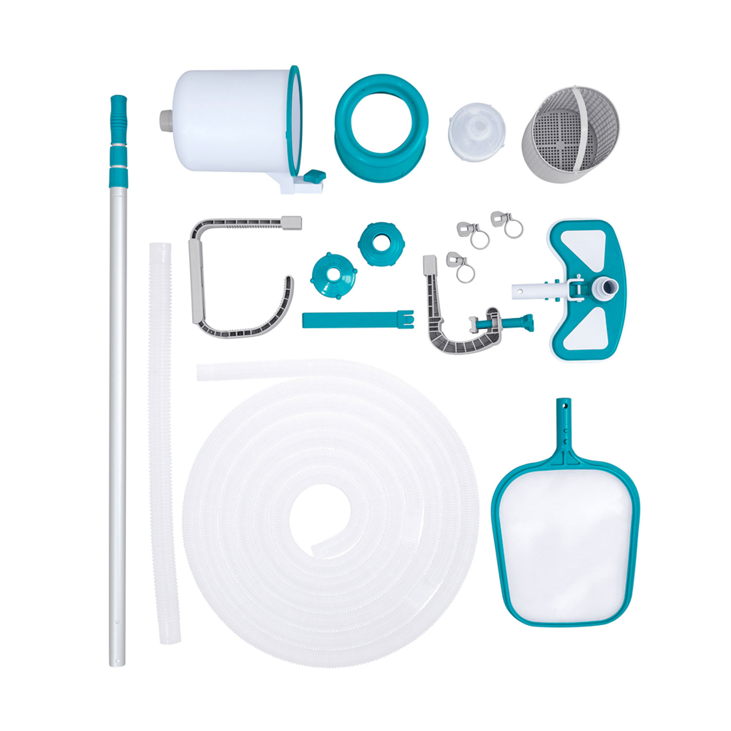 Bestway Pool Pflege-Set AquaClean Deluxe | für Pumpen ab 2006 l/h Leistung | inkl. Kescher