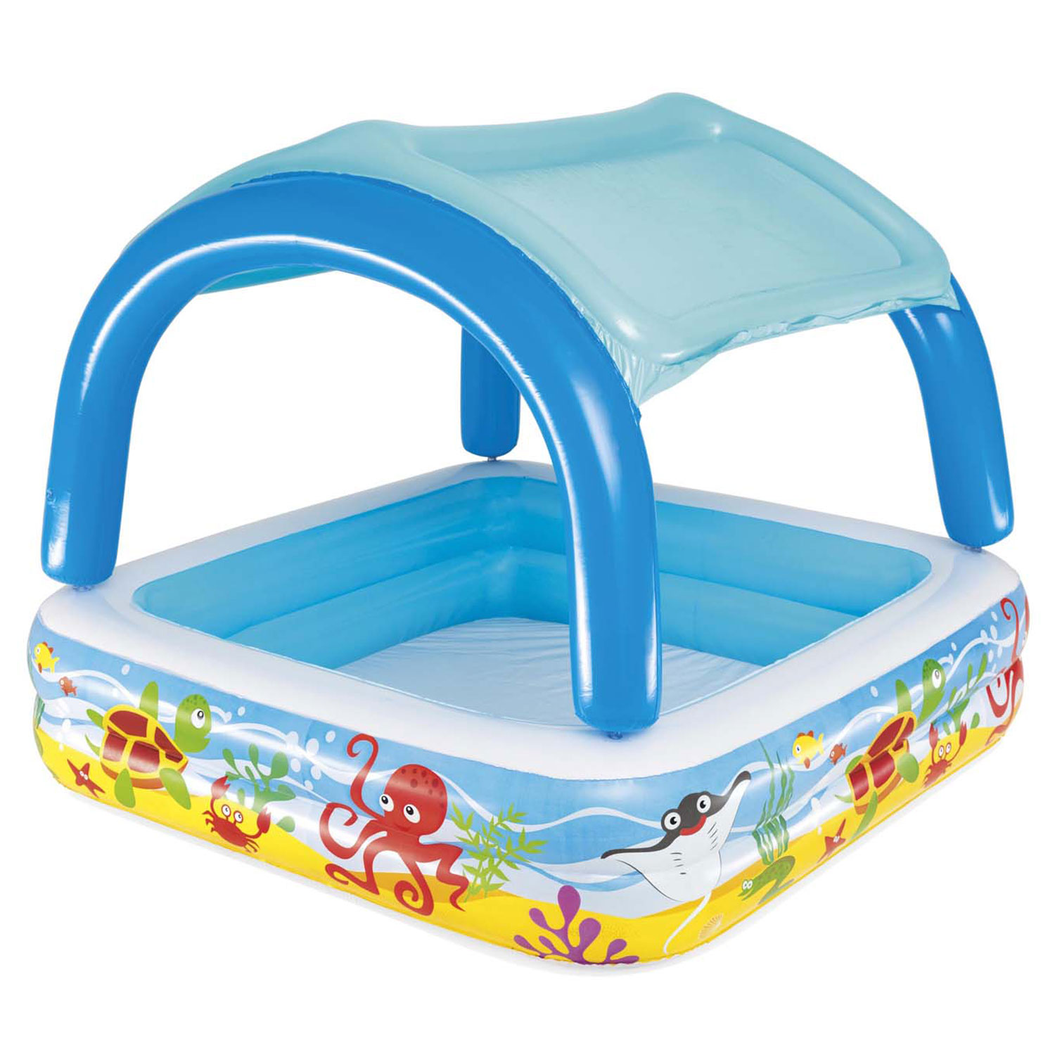 Bestway Planschbecken 140 x 140 x 114 cm Pavillon Beach | mit Sonnendach