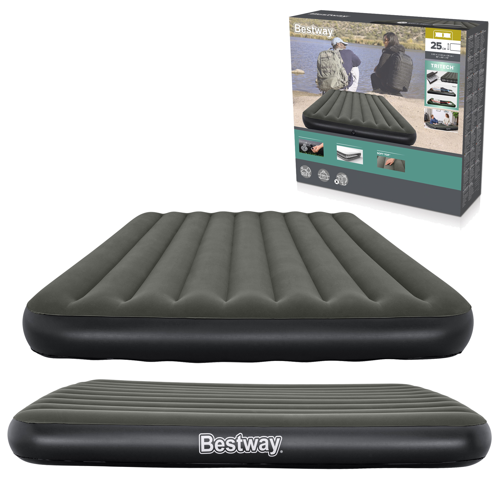 Bestway Luftbett 203 x 152 x 25 cm TriTech | für 2 Personen