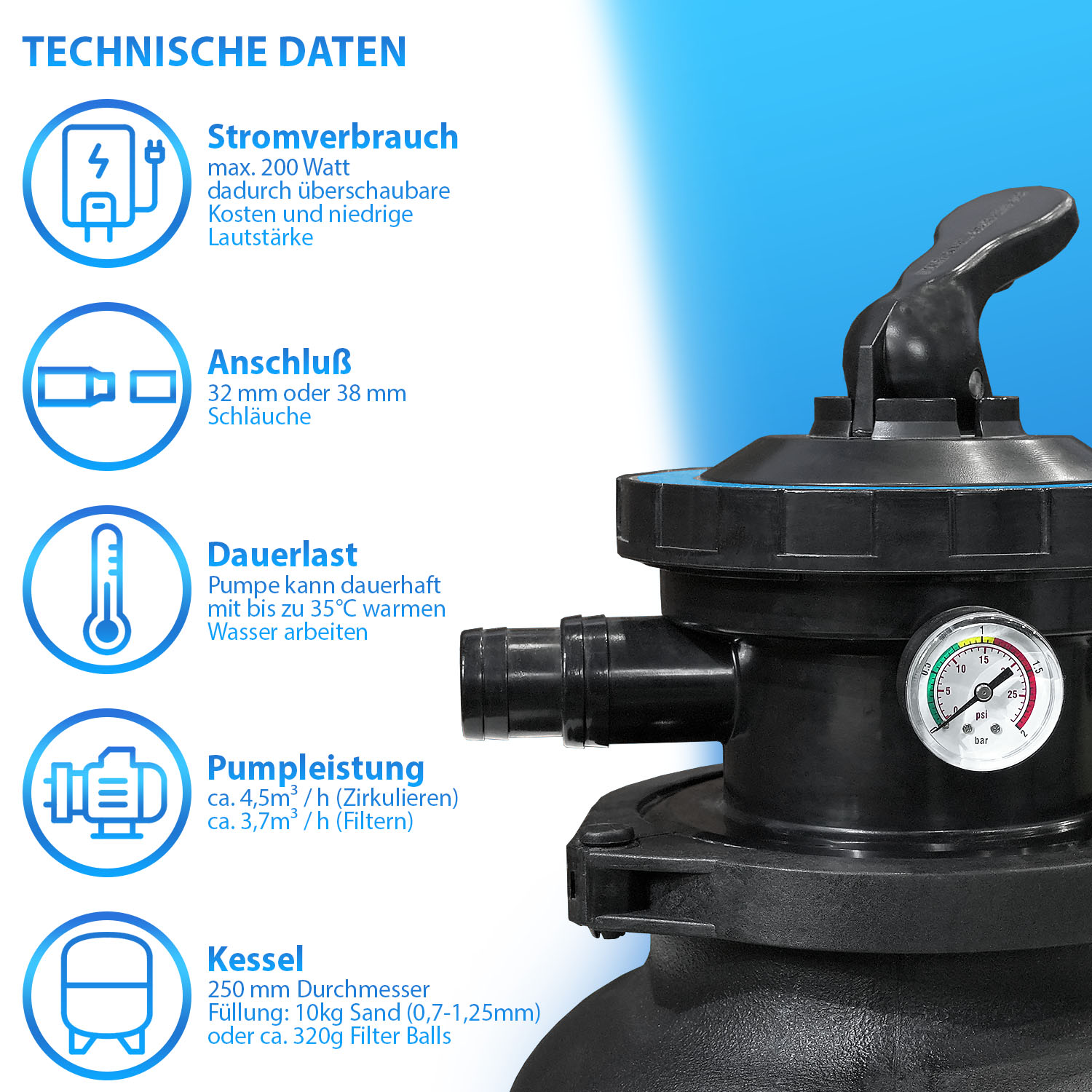 Steinbach Sandfilteranlage Classic 250 Speed Clean | 4,5 m³ Leistung