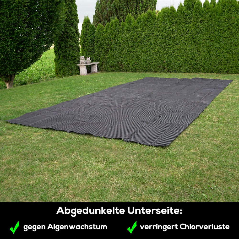 Poolpanda Pool Solarfolie 549 x 274 cm Premium rechteckig | schwarz/blau | 400 my | 12 mm Luftblasen