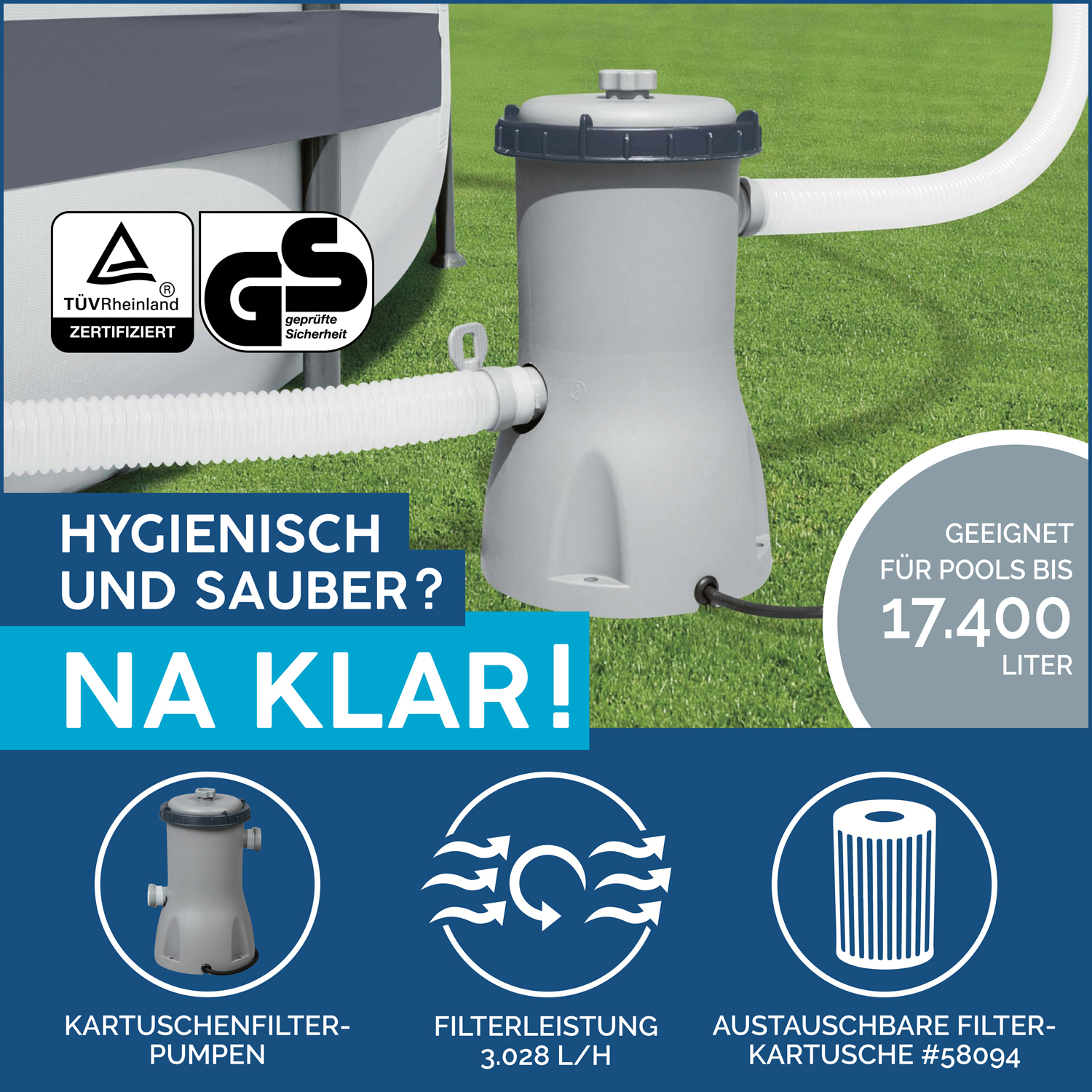 Bestway Frame Pool 396x122 cm Max Pro Komplettset | Rundpool mit Zubehör