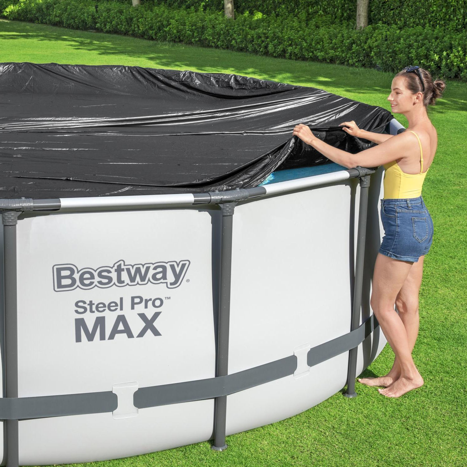 Bestway Poolabdeckung Flowclear 549 cm rund | schwarz