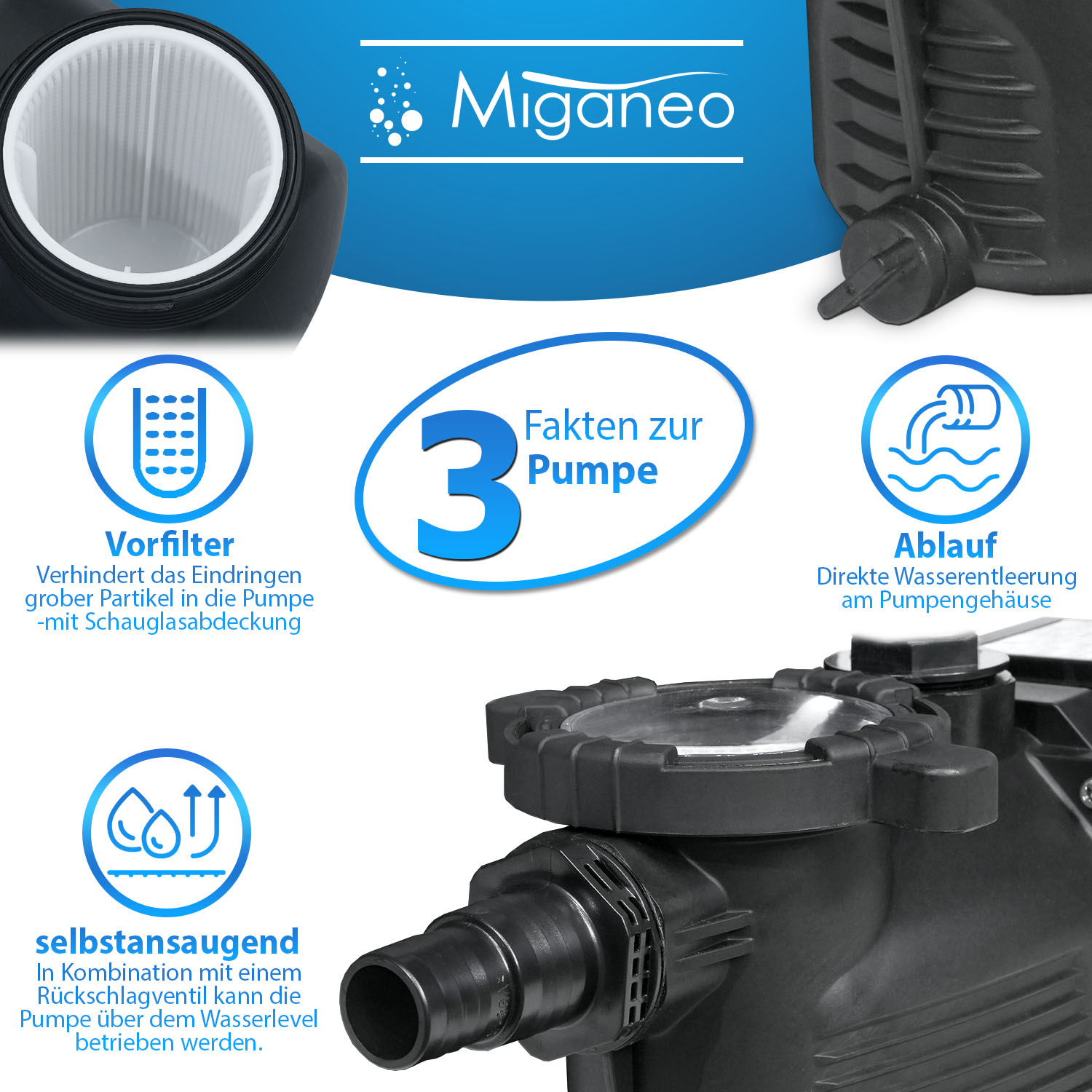 Miganeo Sandfilteranlage Dynamic 12000 Eco Pro 8,6 m³ 485 mm Kessel schwarz