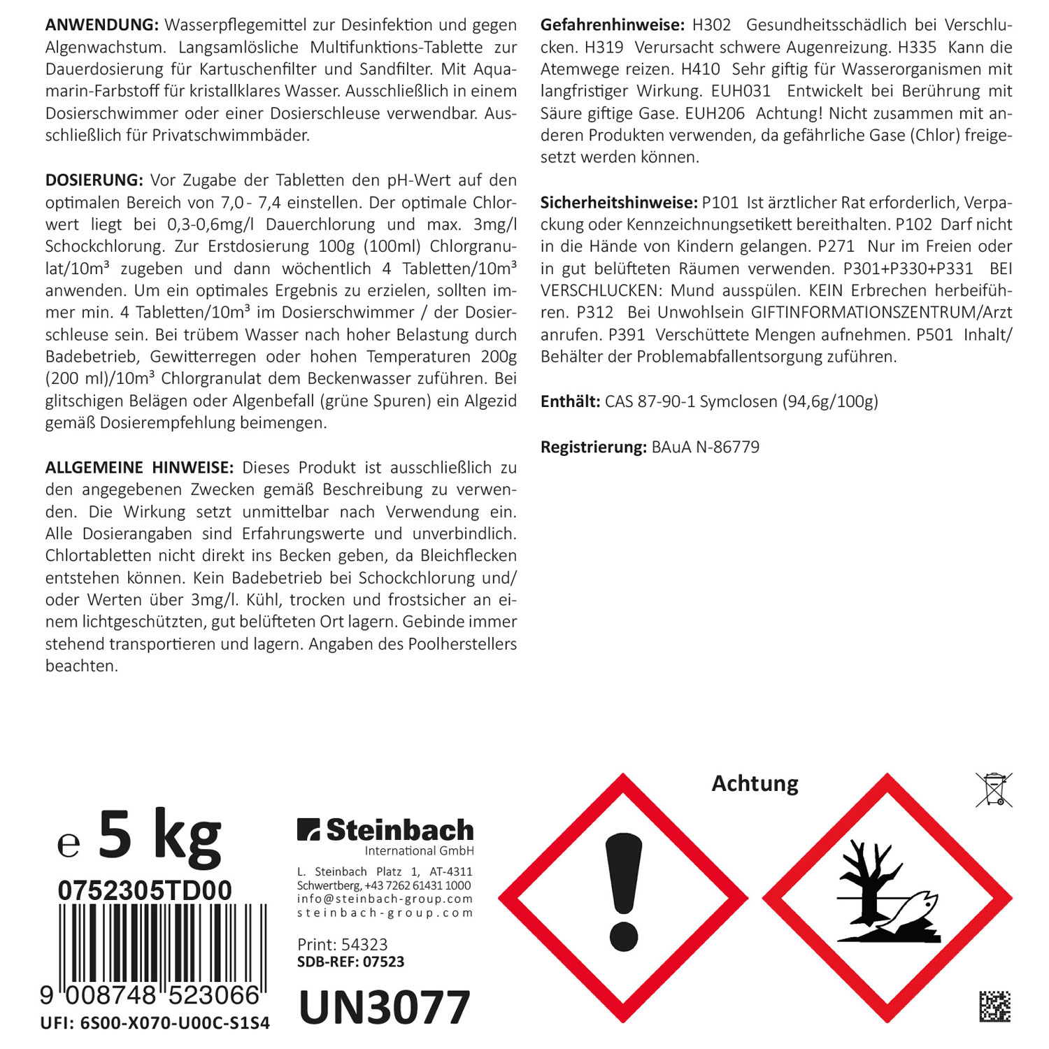 Steinbach Total Blue Multitabs | langsamlösliche 20 g Tabletten | 5 kg