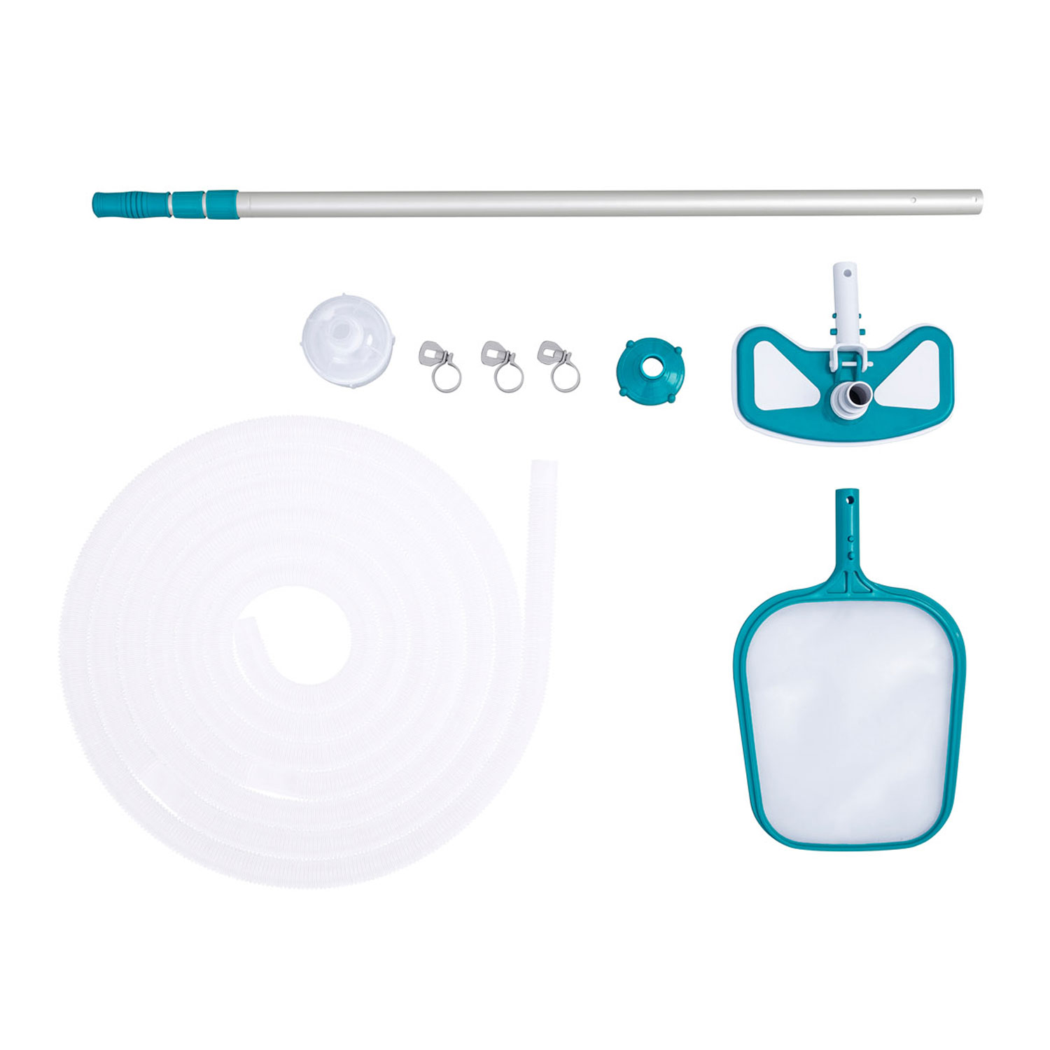 Bestway Pool Reinigungs-Set AquaClean Basic | für Pumpen ab 2000 l/h Leistung | inkl. Kescher