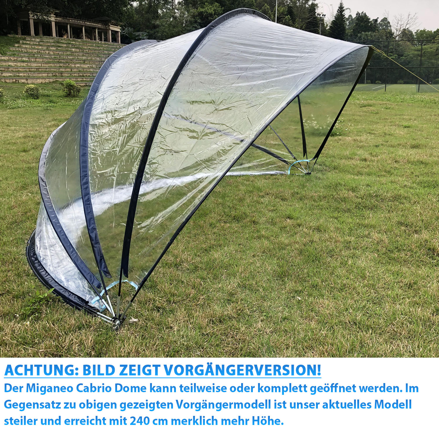 Miganeo Deluxe Cabrio Dome für Pools bis 366x132 cm | 240 cm hoch