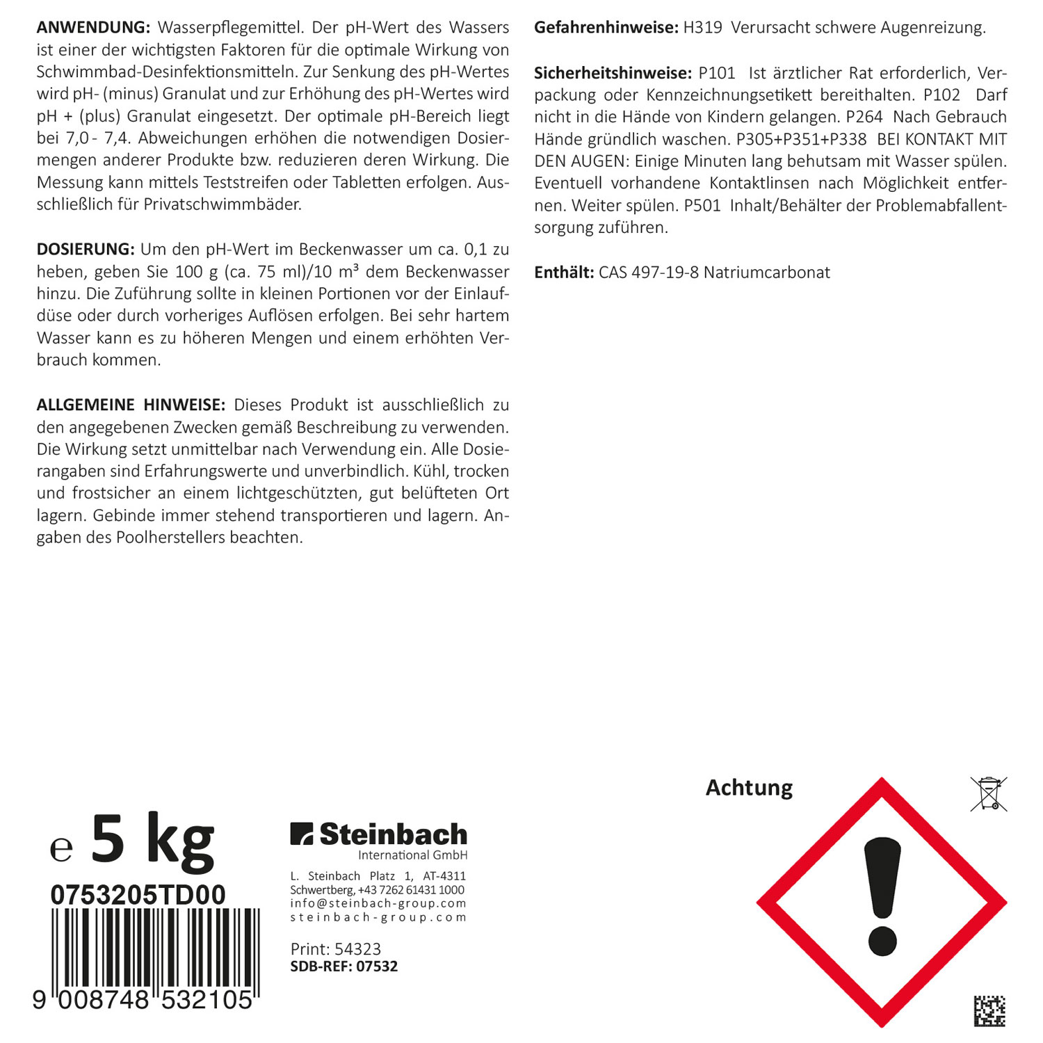 Steinbach pH Plus Granulat | 5 kg
