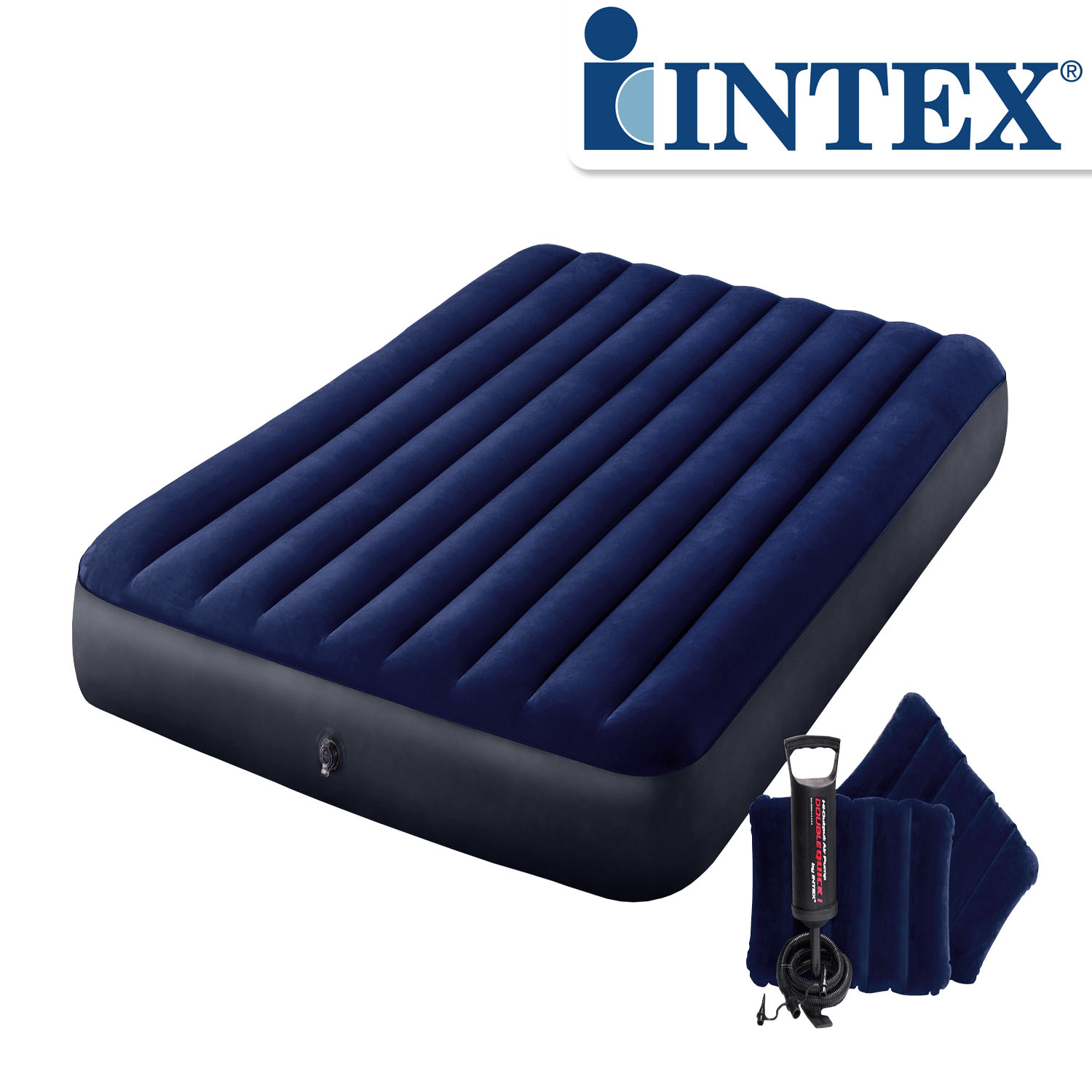 Intex Luftbett 203 x 152 x 25 cm | inkl. 2 aufblasbare Kissen