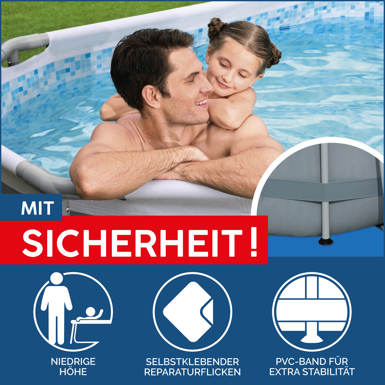 Bestway Frame Pool 305 x 200 x 84 cm | Ovaler Pool mit Kartuschenfilteranlage