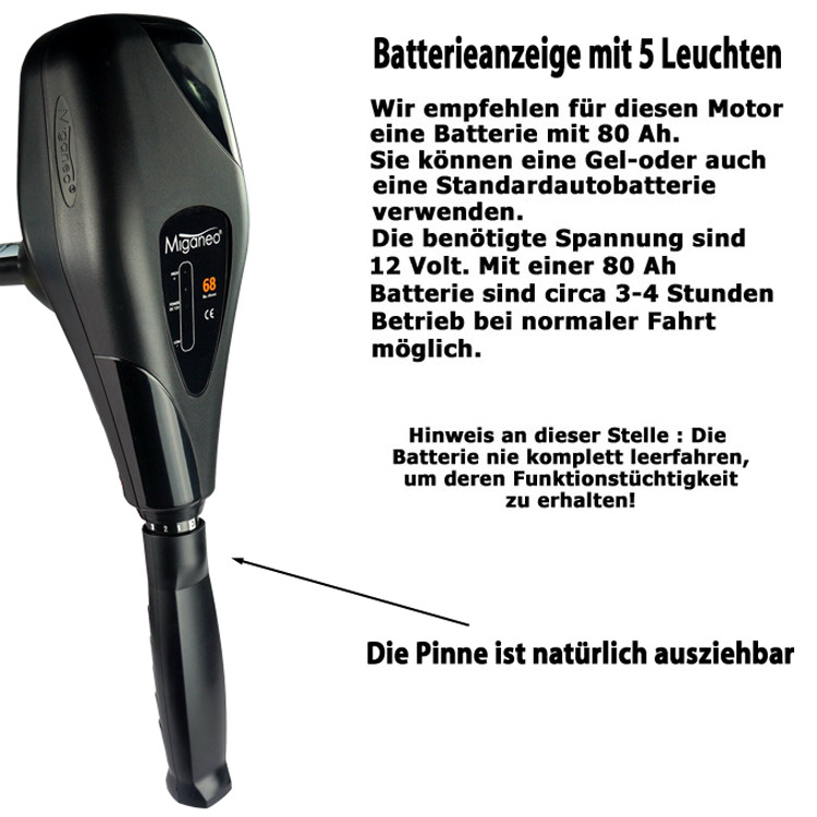 Miganeo Elektromotor TRS 68 | 768 W | 12 V | Bootsmotor für Schlauchboote