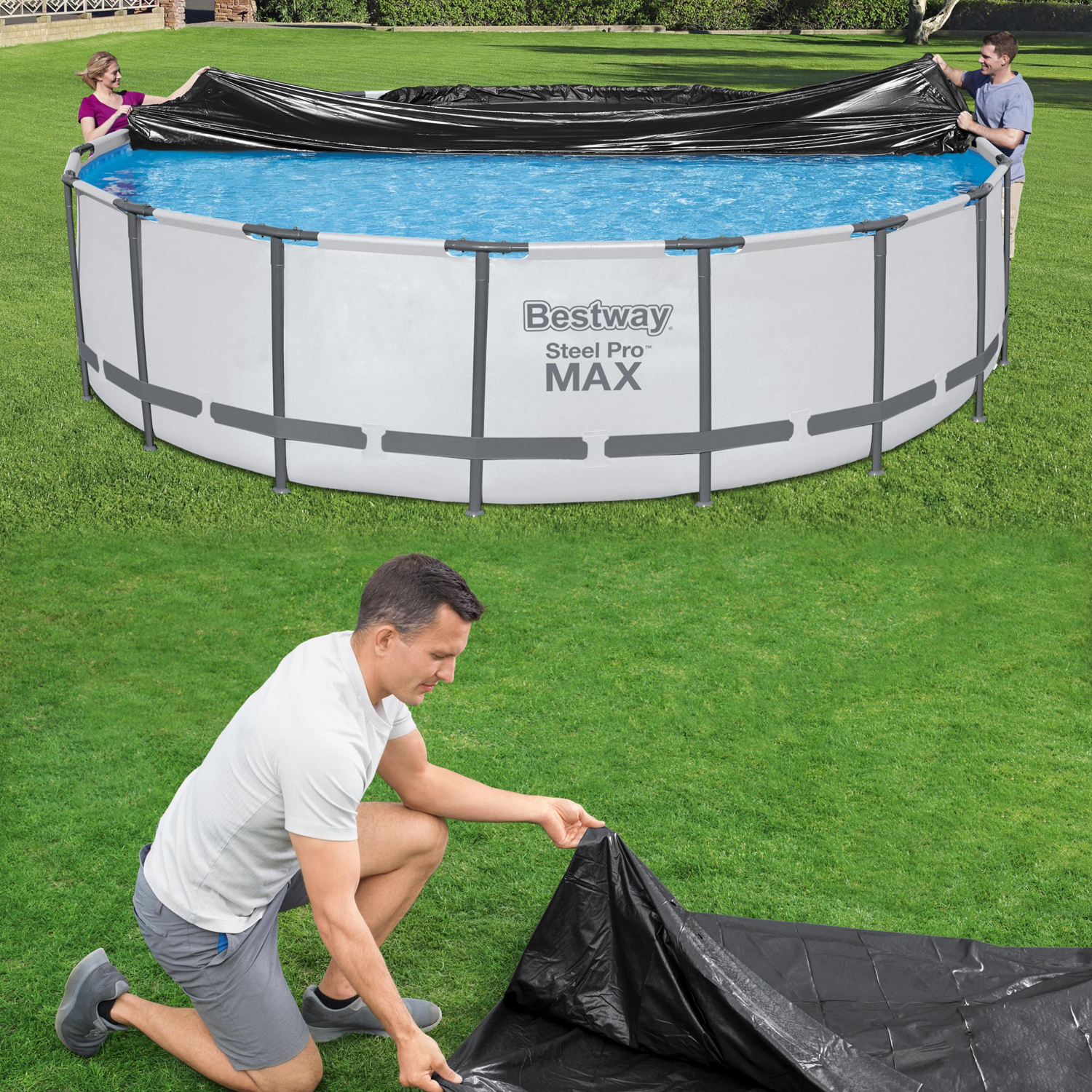 Bestway Poolabdeckung Flowclear 549 cm rund | schwarz